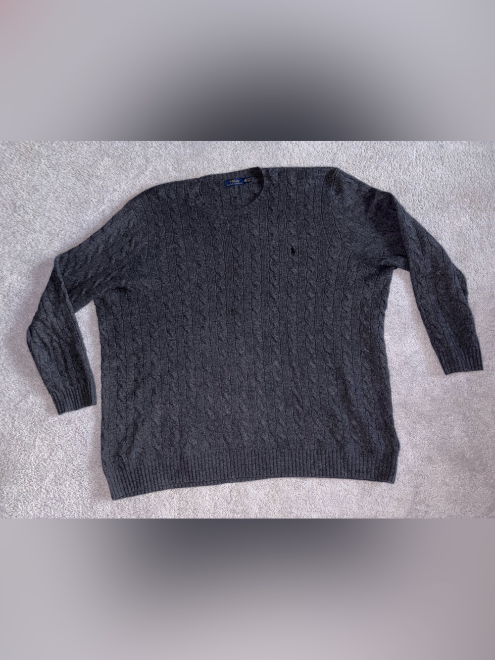 Ralph Lauren Men's Charcoal Cable Crewneck Sweater